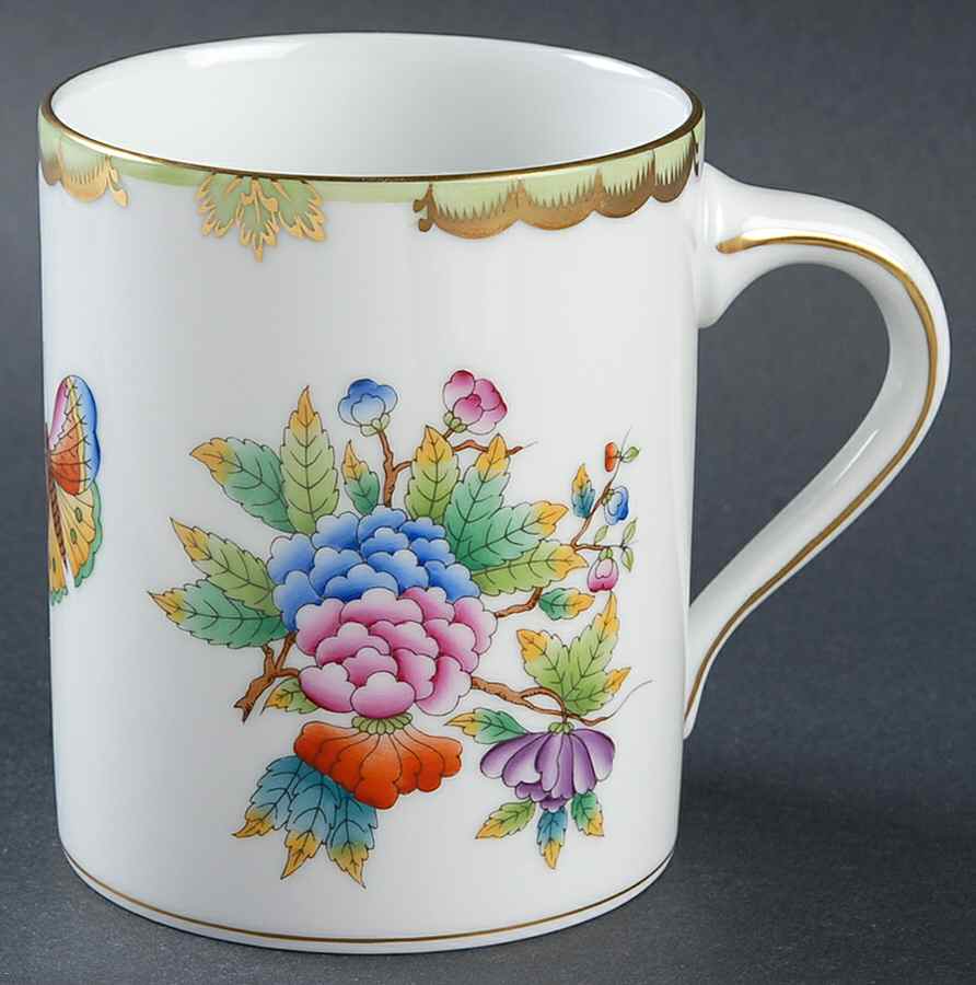 Queen Victoria (Green Border) Grandmug by Herend-1