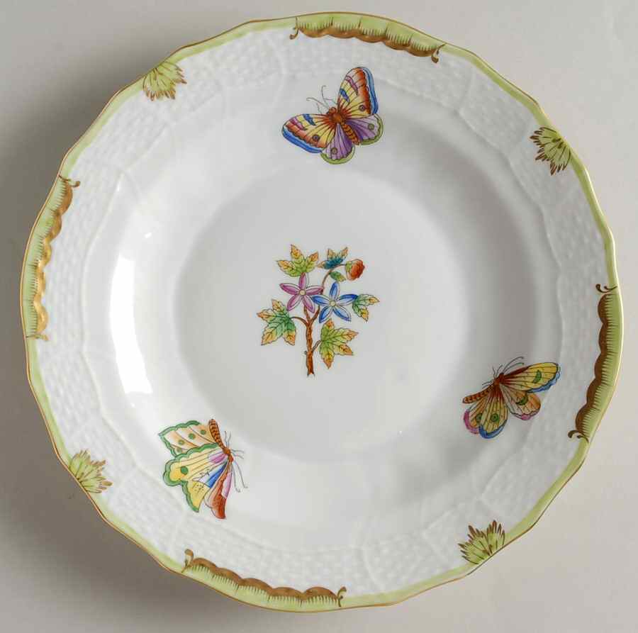 Queen Victoria (Green Border) Dessert/Pie Plate by Herend-1