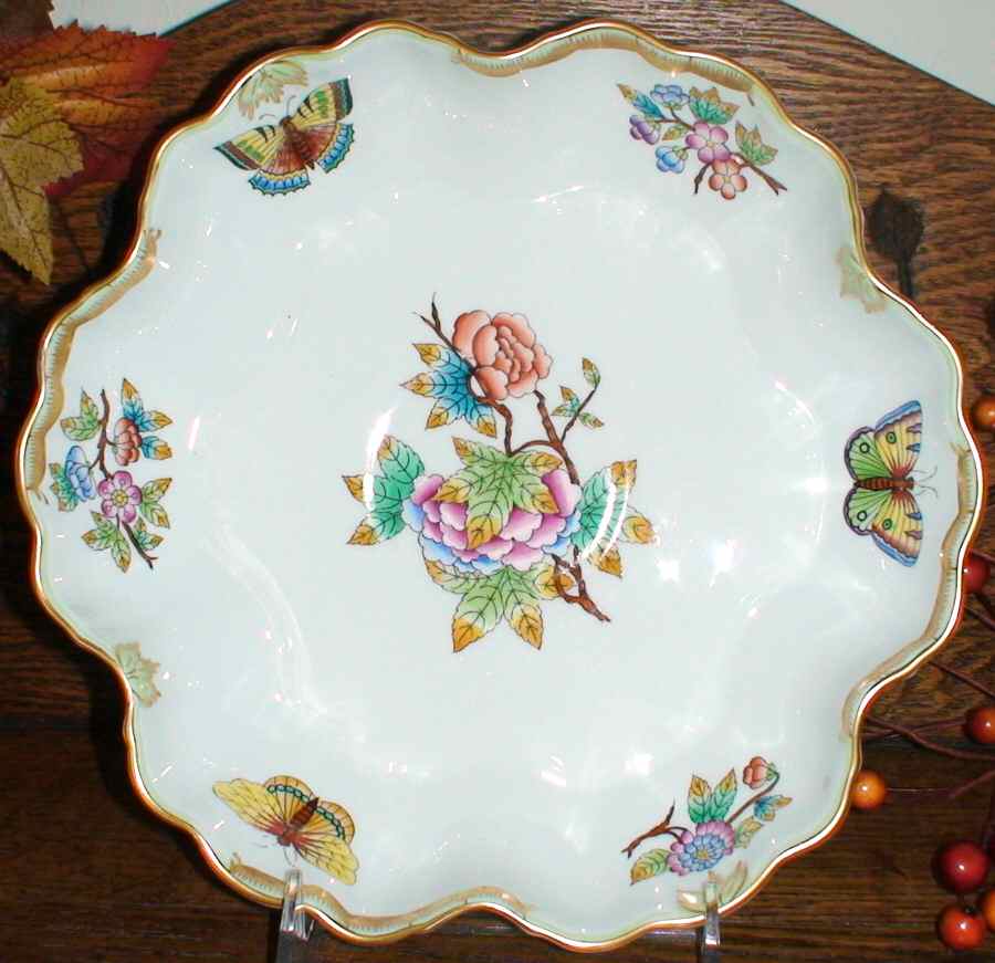 Queen Victoria (Green Border) Melon Bowl 8" by Herend-1