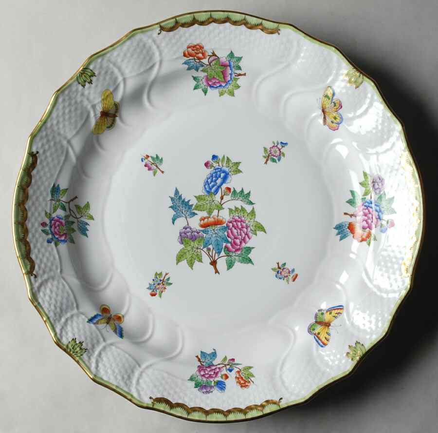 Queen Victoria (Green Border) 13" Chop Plate (Round Platter) by Herend-1