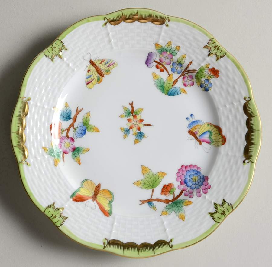Queen Victoria (Green Border) Bread & Butter Plate by Herend-1