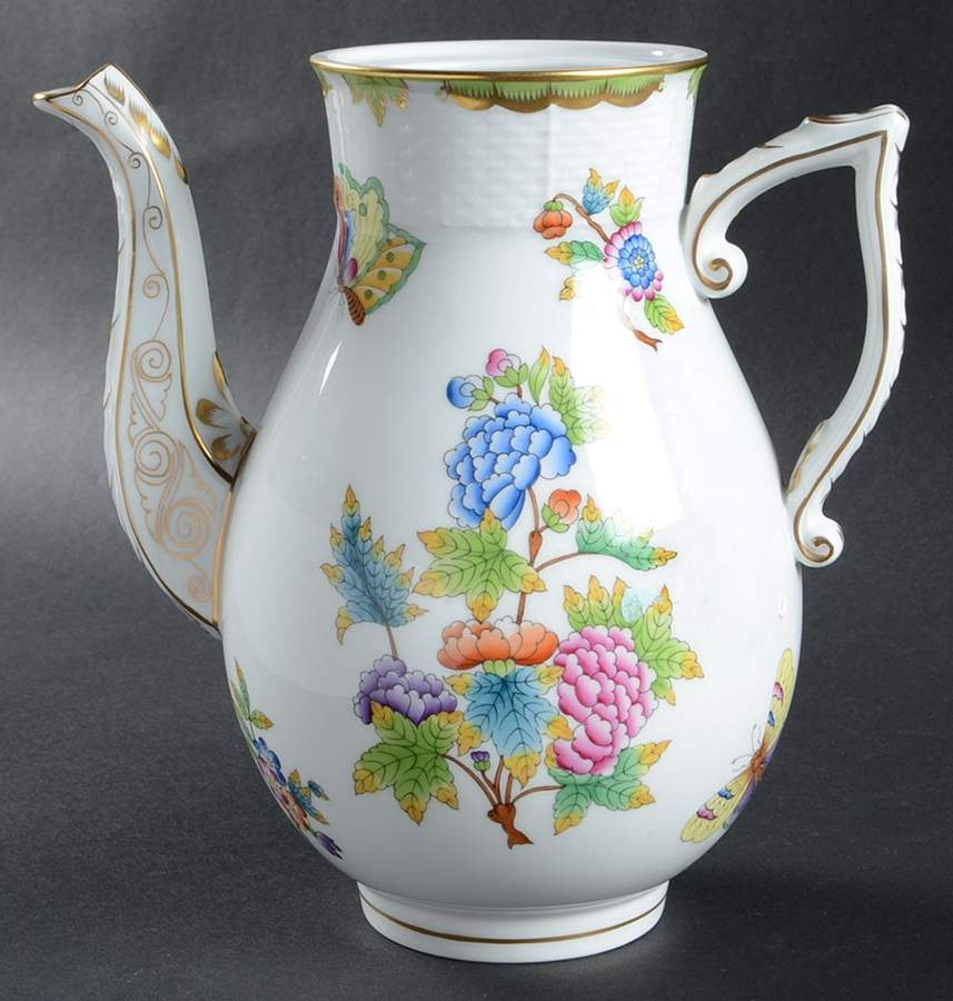 Queen Victoria (Green Border) Coffee Pot No Lid by Herend-1