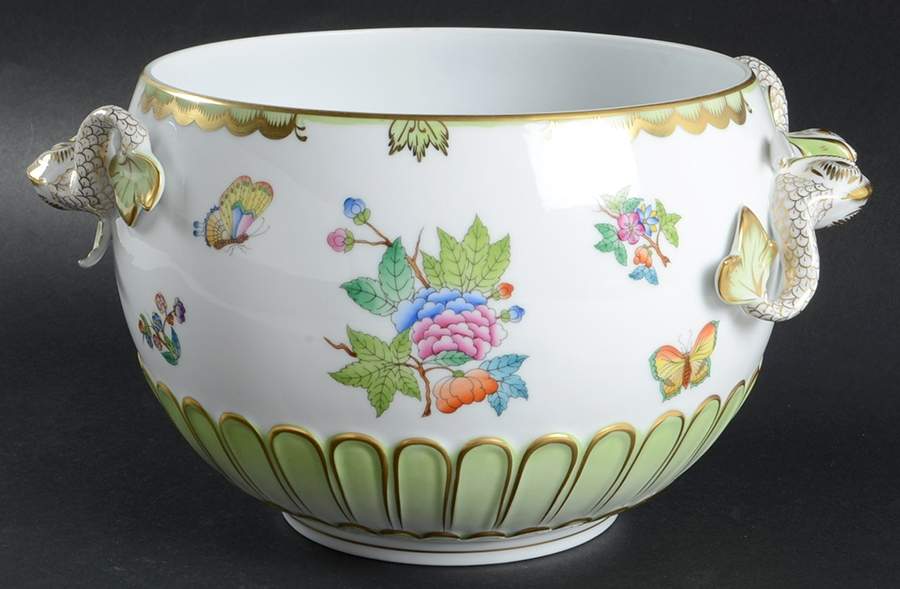 Queen Victoria (Green Border) 4 Qt Dolphin Tureen No Lid by Herend-1