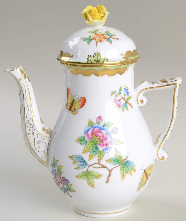 Queen Victoria (Green Border) Individual Coffee & Lid by Herend-1