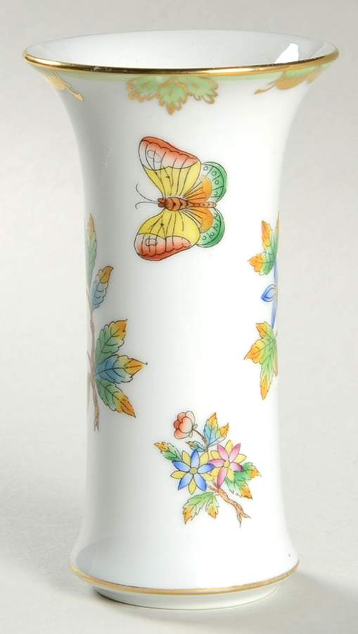 Queen Victoria (Green Border) 4" Vase by Herend-1