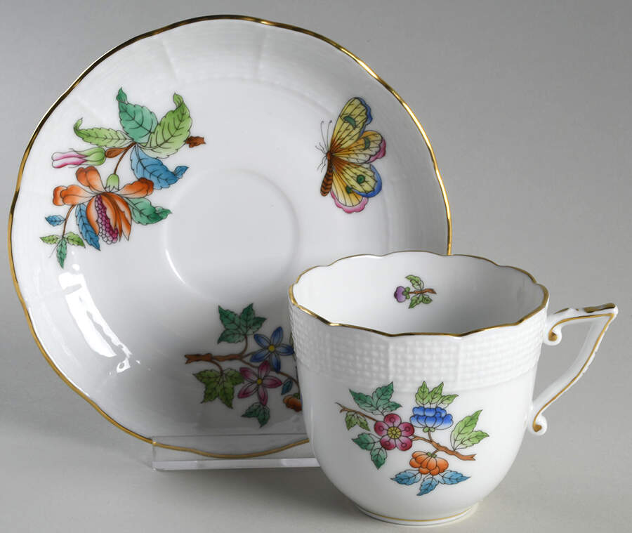 Queen Victoria Older (VA) Flat Cup & Saucer Set by Herend-1