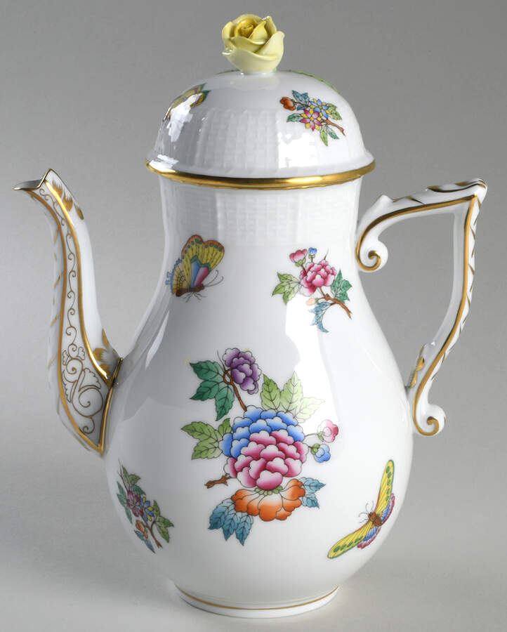 Queen Victoria Older (VA) Small Coffee Pot & Lid by Herend-1
