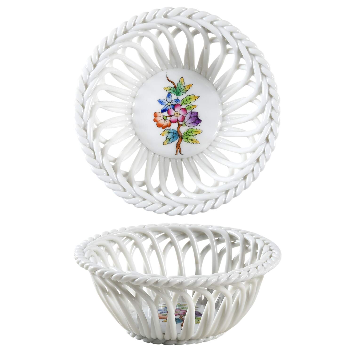 Queen Victoria Older (VA) Open Weave Basket by Herend-1