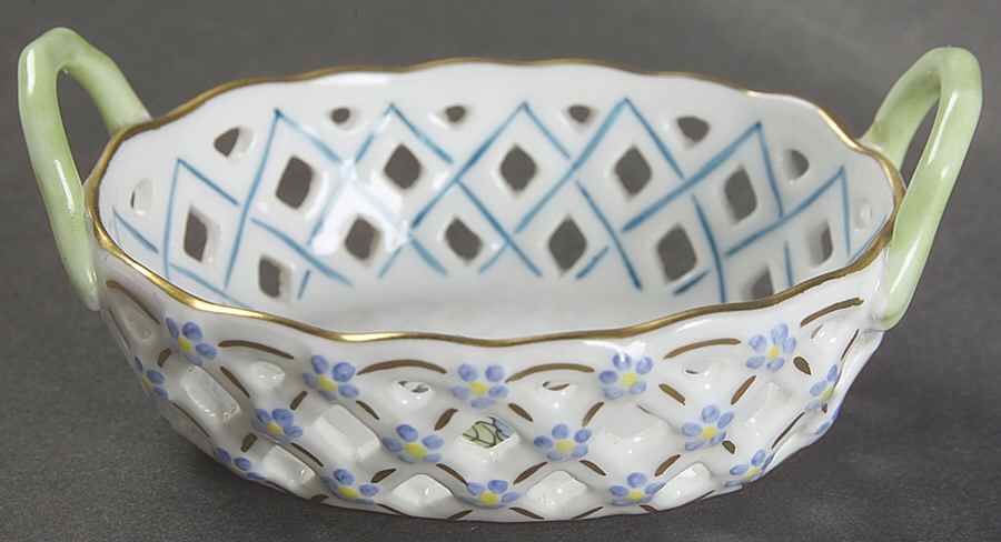 Queen Victoria Older (VA) Small-Handled Open Weave Basket by Herend-1