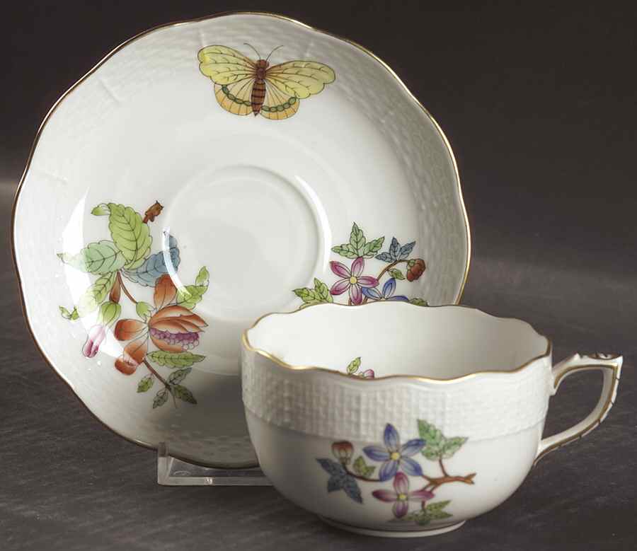 Queen Victoria Older (VA) Flat Cup & Saucer Set by Herend-1