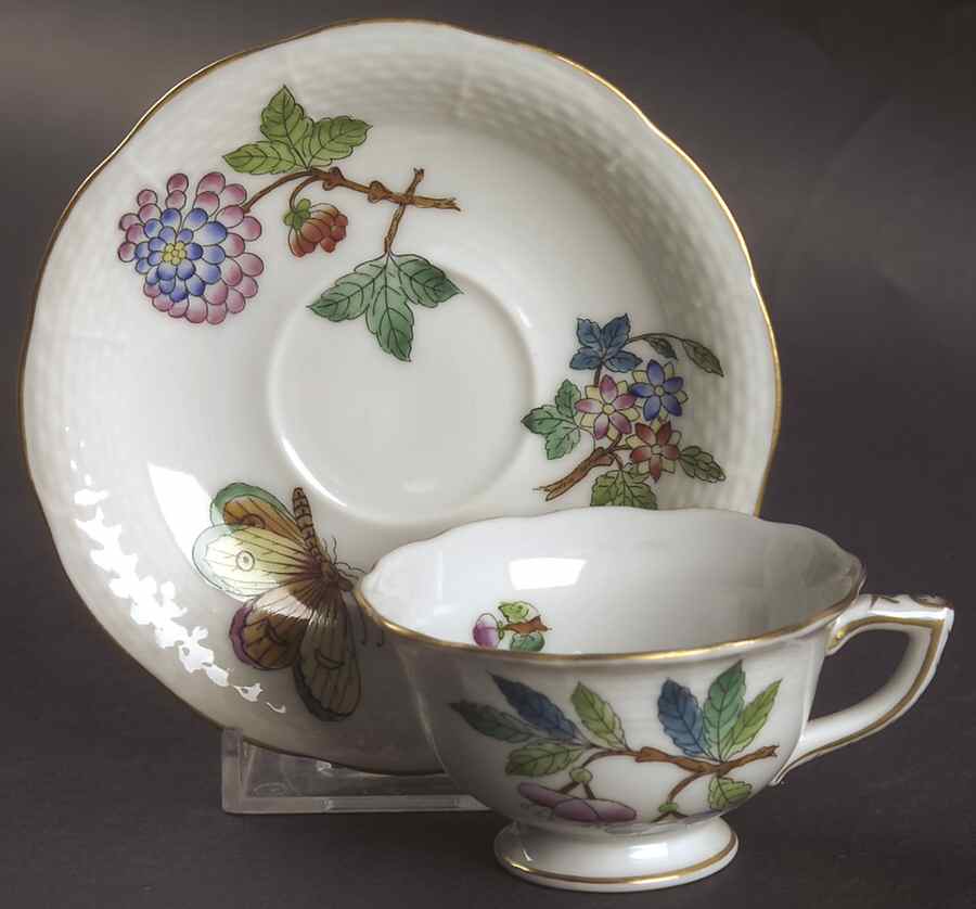 Queen Victoria Older (VA) Footed Demitasse Cup & Saucer Set by Herend-1
