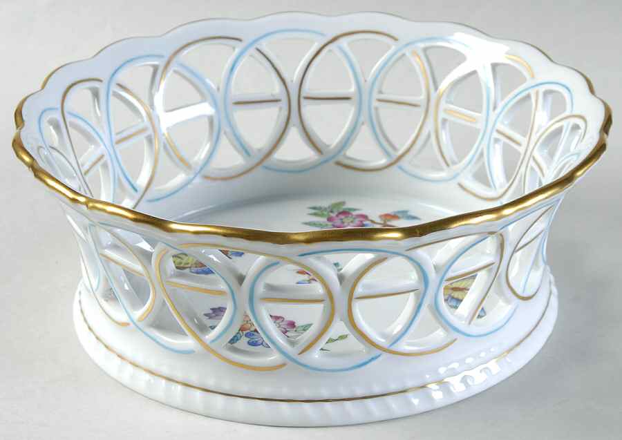 Queen Victoria Older (VA) 7" Round Open Weave Basket by Herend-1