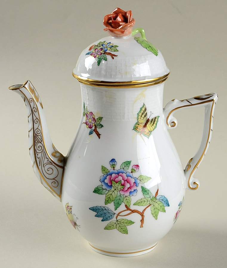 Queen Victoria Older (VA) Small Coffee Pot & Lid by Herend-1