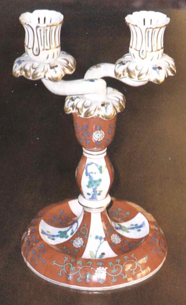 Red Dynasty (G) 9" Double Light Candlestick by Herend-1