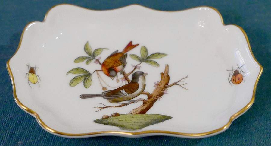 Rothschild Bird (RO) 4" Rectangular Ashtray by Herend-1