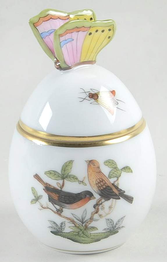 Rothschild Bird (RO) Standing Egg Shape Box & Lid by Herend-1