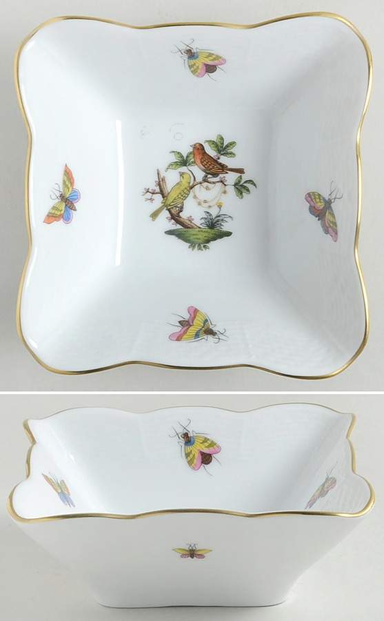 Rothschild Bird (RO) 4" Square Bowl by Herend-1