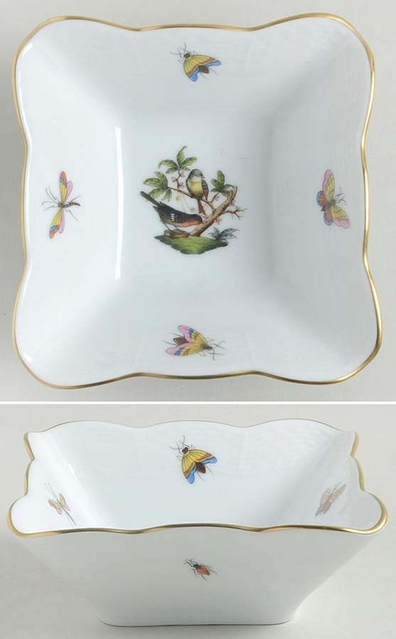 Rothschild Bird (RO) 4" Square Bowl by Herend-1