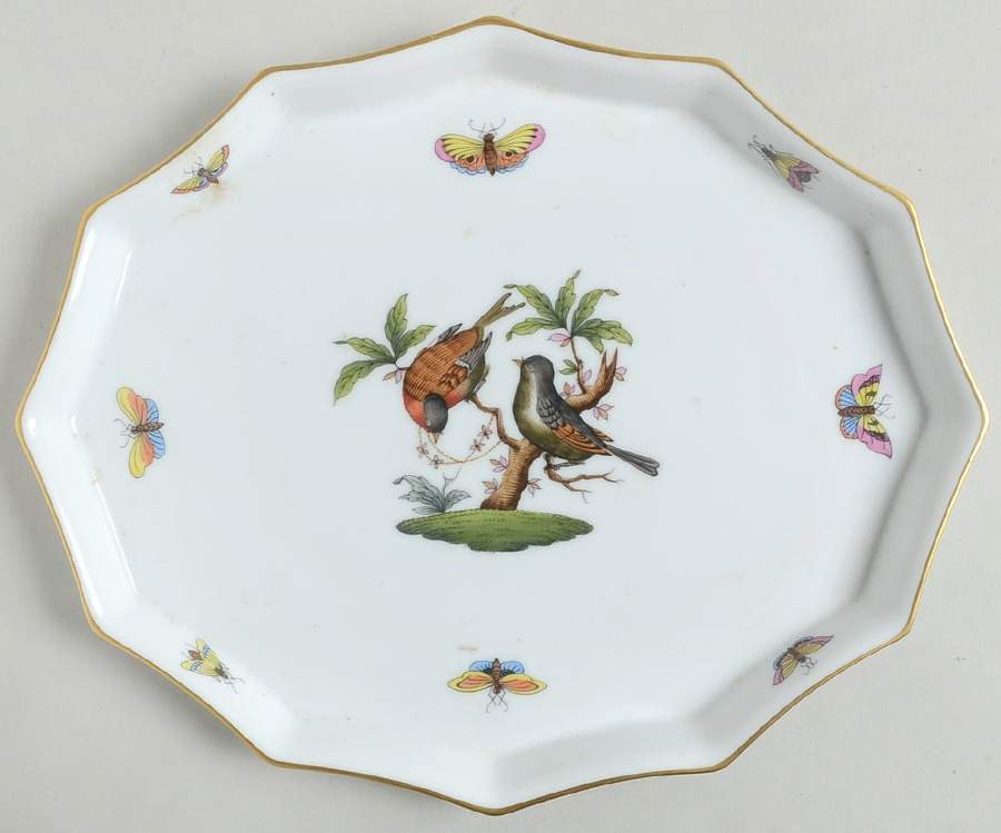 Rothschild Bird (RO) 9" Scalloped Tray by Herend-1