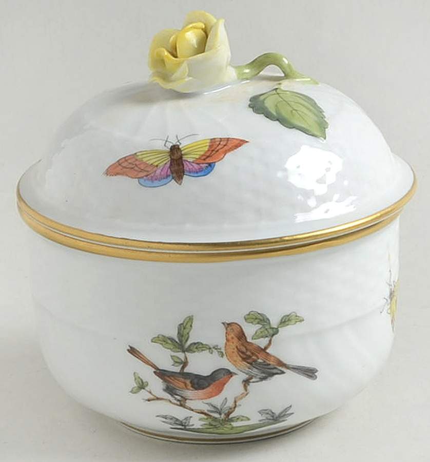 Rothschild Bird (RO) Mini Sugar Bowl & Lid by Herend-1