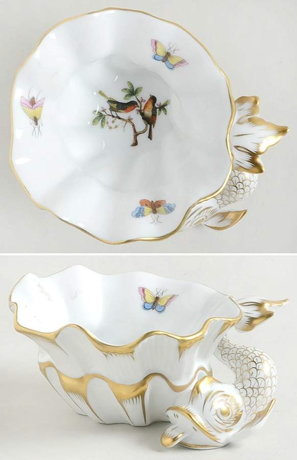 Rothschild Bird (RO) Master Salt Dip W/Dolphin by Herend-1