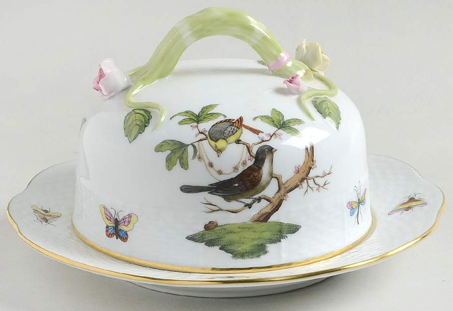 Rothschild Bird (RO) Round Cheese Dish & Lid by Herend-1