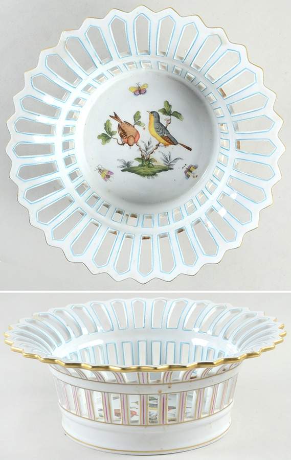 Rothschild Bird (RO) 9" Round Open Weave Basket by Herend-1