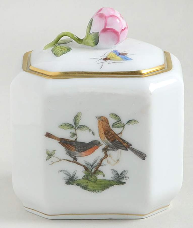 Rothschild Bird (RO) Mini Sugar Bowl & Lid by Herend-1