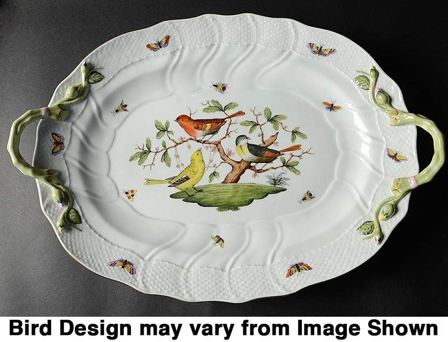 Rothschild Bird (RO) 18" Oval Handled Platter by Herend-1