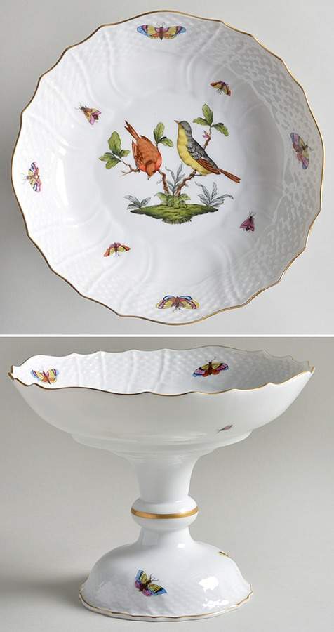 Rothschild Bird (RO) Round Compote (Height X Width) by Herend-1