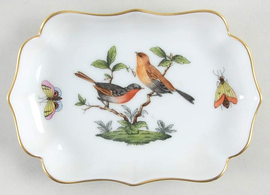 Rothschild Bird (RO) 4" Rectangular Ashtray by Herend-1