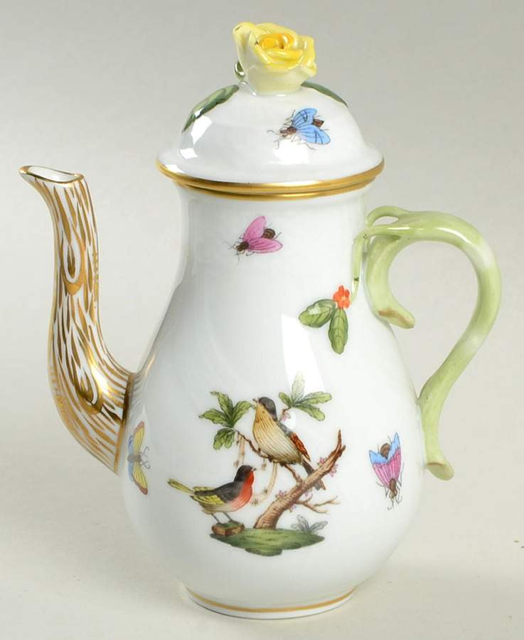 Rothschild Bird (RO) Miniature Coffee Pot & Lid by Herend-1