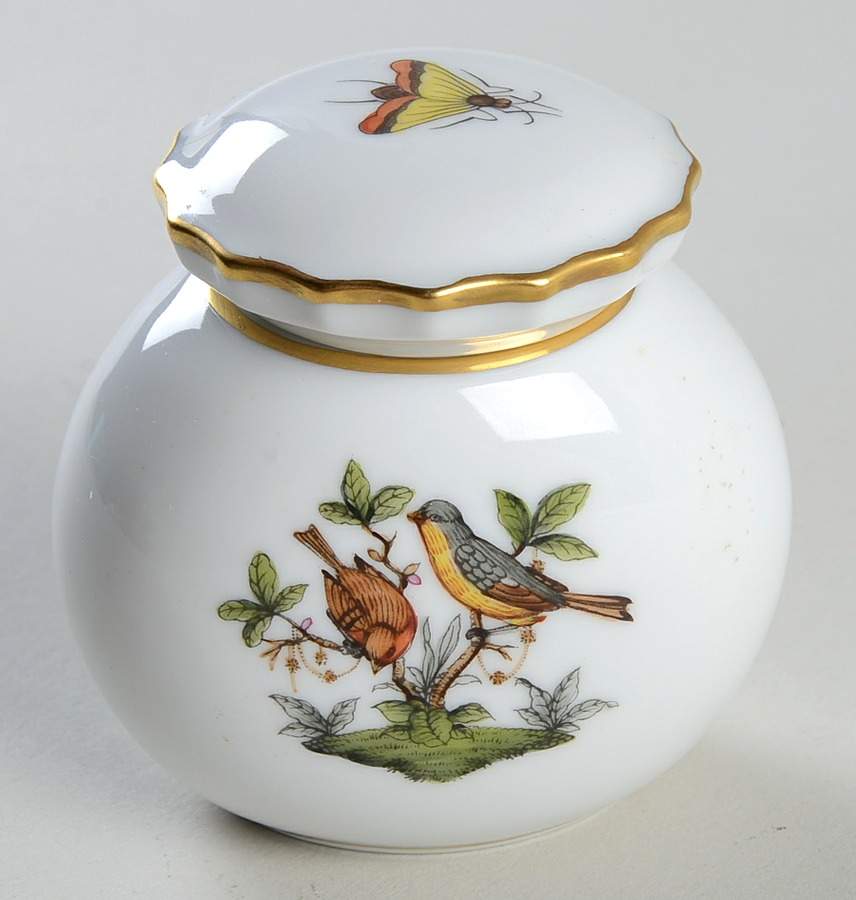 Rothschild Bird (RO) Oval Ink Well & Lid by Herend-1