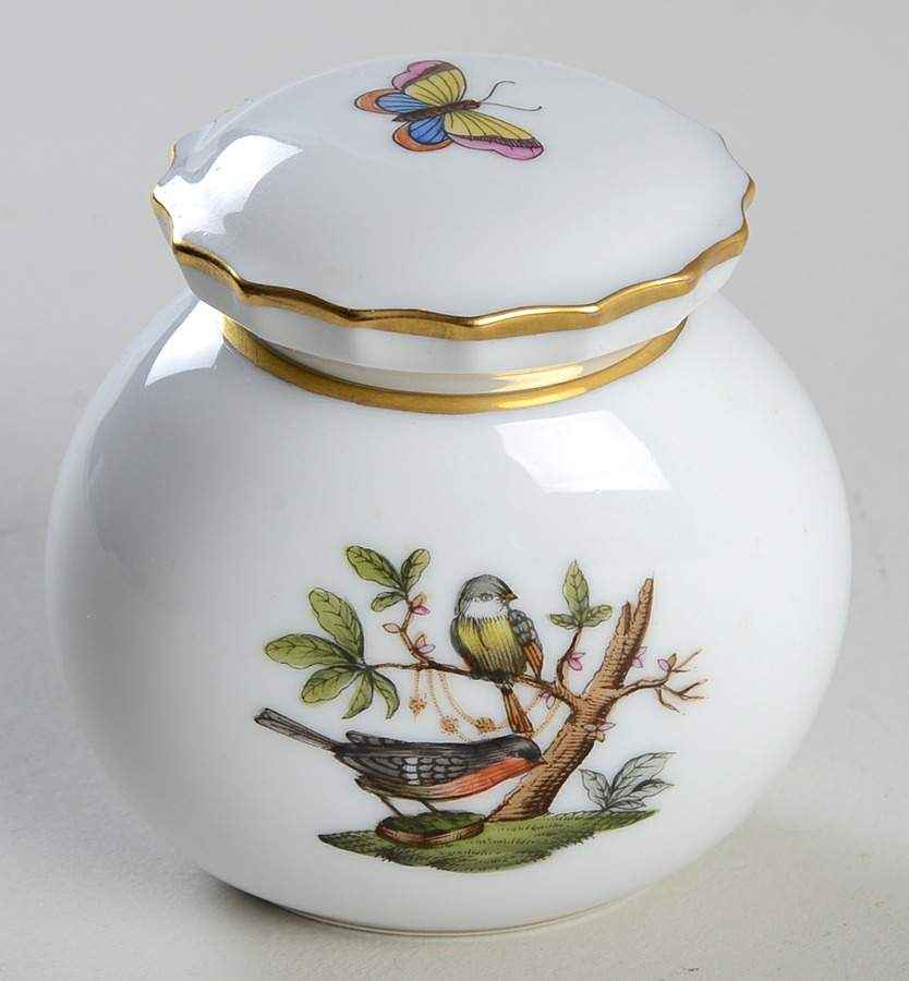 Rothschild Bird (RO) Oval Ink Well & Lid by Herend-1