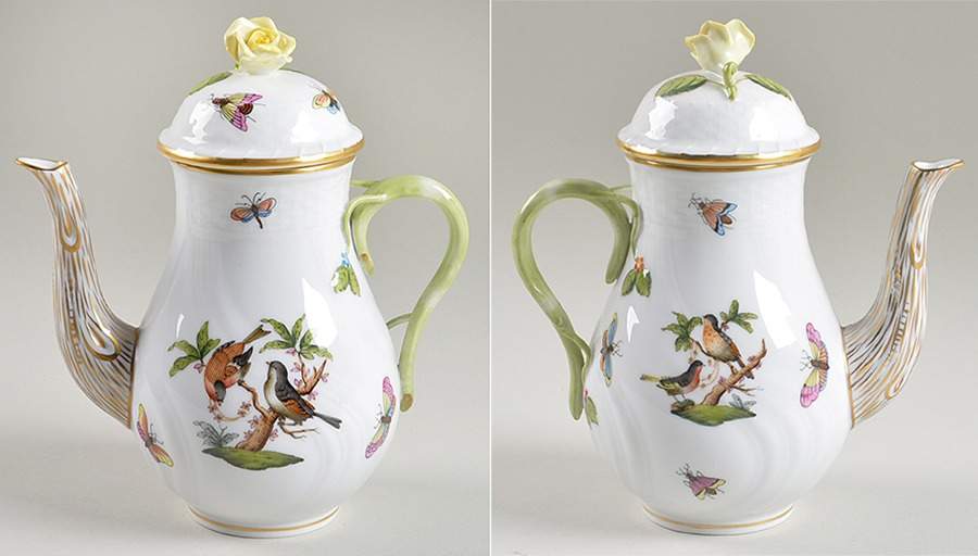 Rothschild Bird (RO) Mini Coffee Pot & Lid by Herend-1