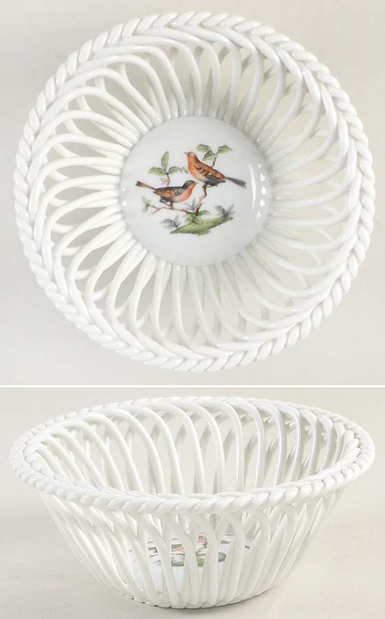 Rothschild Bird (RO) 5" Round Open Weave Basket by Herend-1