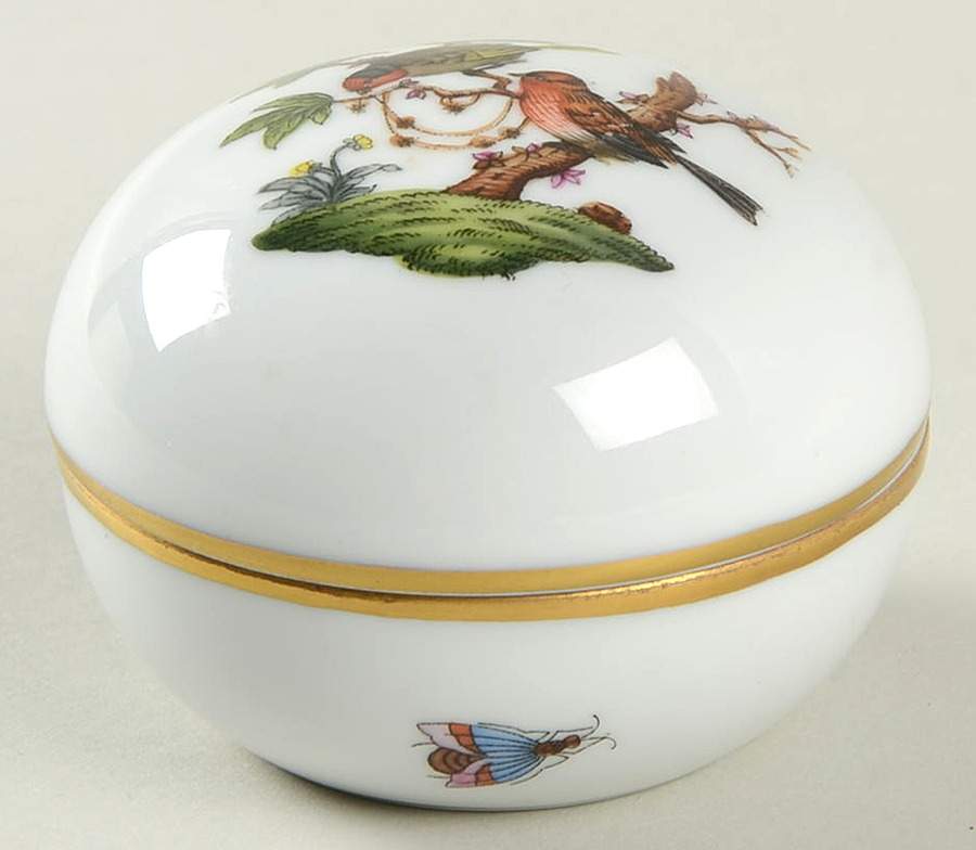 Rothschild Bird (RO) 3" Round Bon Bon & Lid by Herend-1