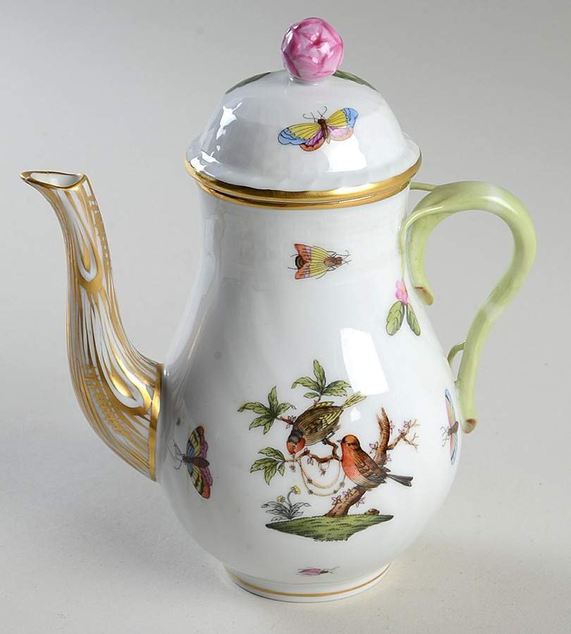 Rothschild Bird (RO) Mini Coffee Pot & Lid by Herend-1