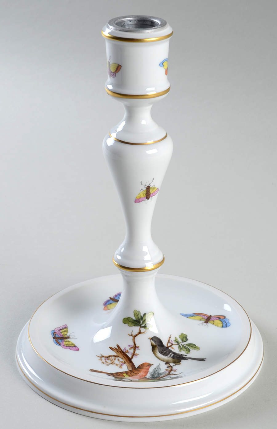 Rothschild Bird (RO) 7" Candlestick/Base w/Metal Insert (for 2Lt Candle by Herend-1
