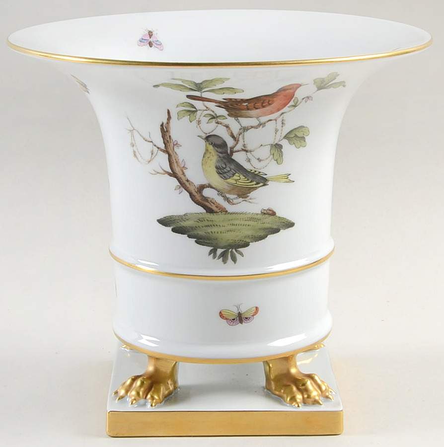 Rothschild Bird (RO) 7" Claw Footed Urn Vase by Herend-1