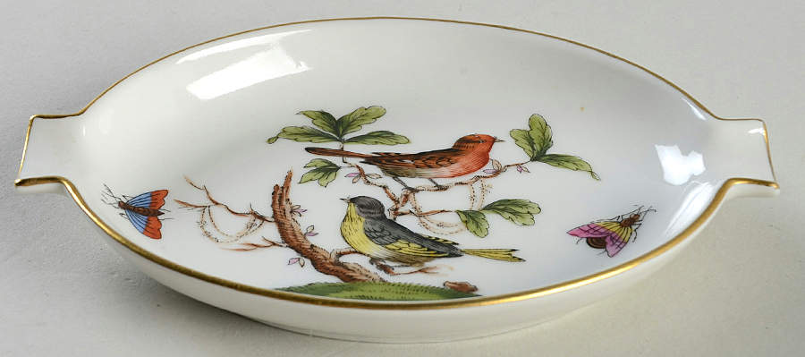 Rothschild Bird (RO) 5" Oval Ashtray with Lips by Herend-1