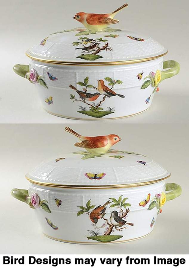 Rothschild Bird (RO) Small Round Covered Vegetable by Herend-1