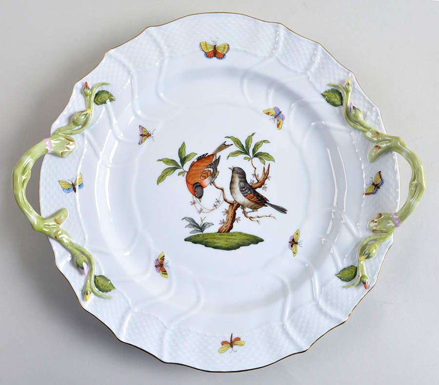Rothschild Bird (RO) 12" Handled Chop Plate (Round Platter) by Herend-1