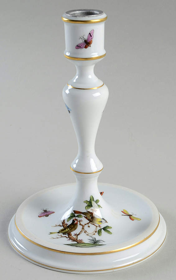 Rothschild Bird (RO) 7" Candlestick/Base w/Metal Insert (for 2Lt Candle by Herend-1
