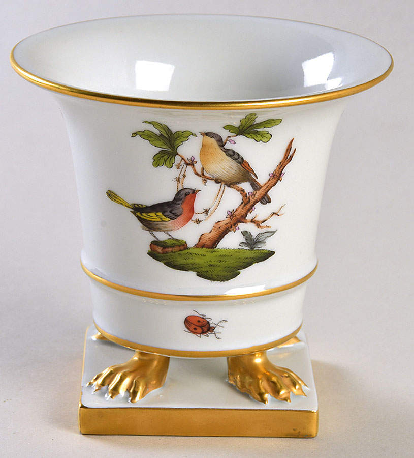 Rothschild Bird (RO) 4" Claw Footed Vase by Herend-1