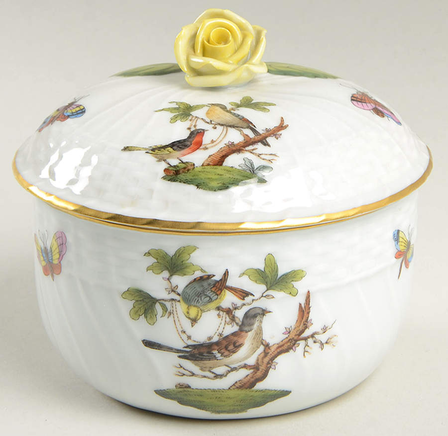 Rothschild Bird (RO) Sugar Bowl & Lid by Herend-1