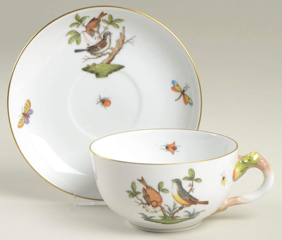 Rothschild Bird (RO) Oversized Cup & Saucer Set by Herend-1