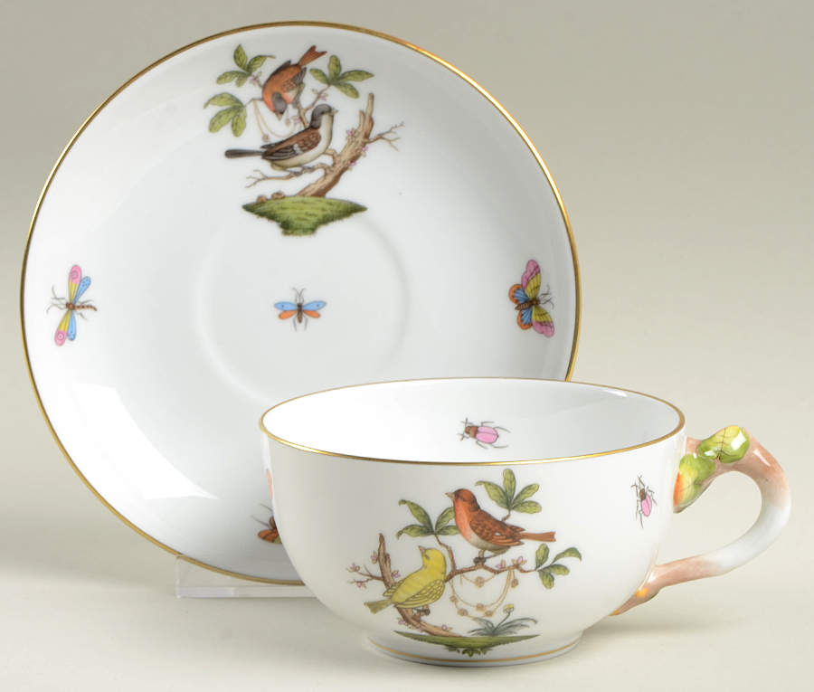 Rothschild Bird (RO) Oversized Cup & Saucer Set by Herend-1