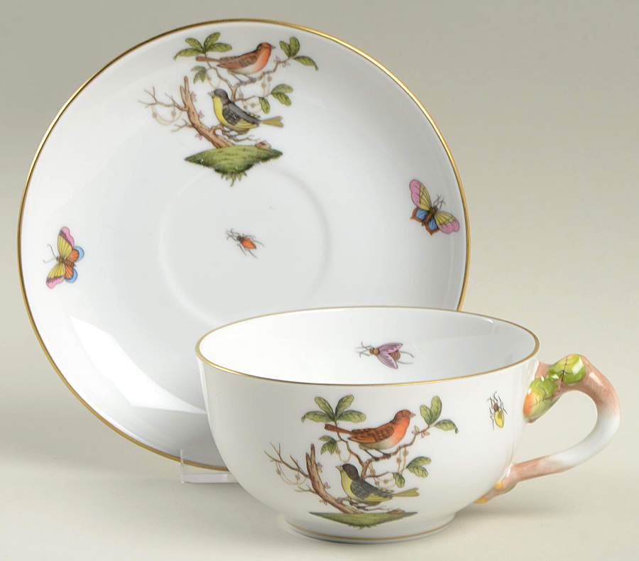Rothschild Bird (RO) Oversized Cup & Saucer Set by Herend-1
