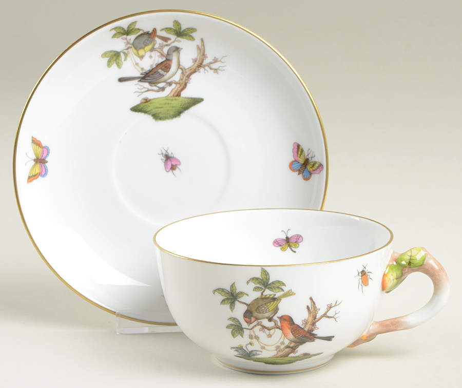 Rothschild Bird (RO) Oversized Cup & Saucer Set by Herend-1